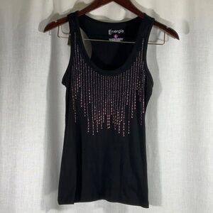 Energie Black Tank Top with Pink Accents-Size Large